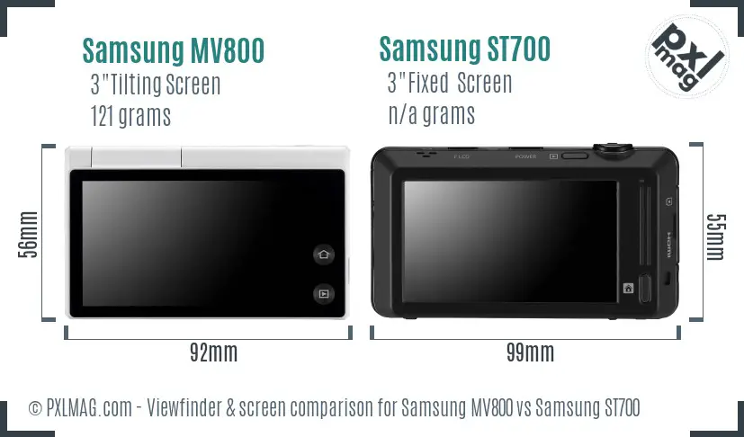 Samsung MV800 vs Samsung ST700 Screen and Viewfinder comparison