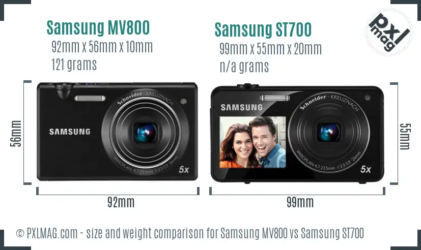 Samsung MV800 vs Samsung ST700 size comparison