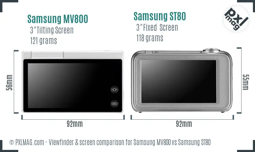 Samsung MV800 vs Samsung ST80 Screen and Viewfinder comparison