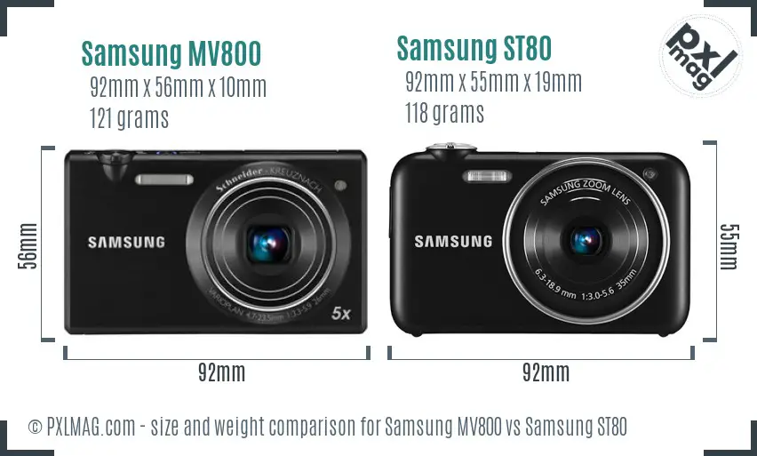 Samsung MV800 vs Samsung ST80 size comparison