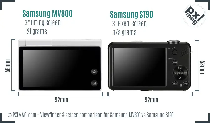 Samsung MV800 vs Samsung ST90 Screen and Viewfinder comparison