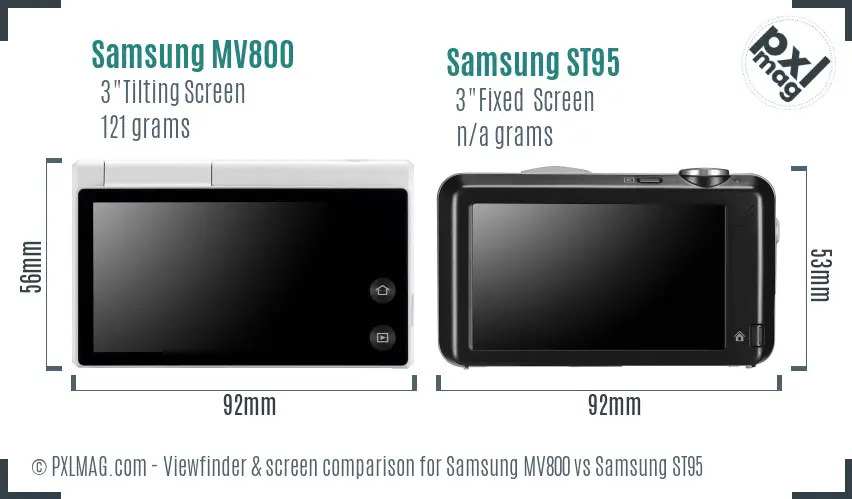 Samsung MV800 vs Samsung ST95 Screen and Viewfinder comparison