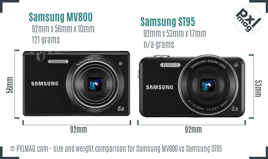 Samsung MV800 vs Samsung ST95 size comparison