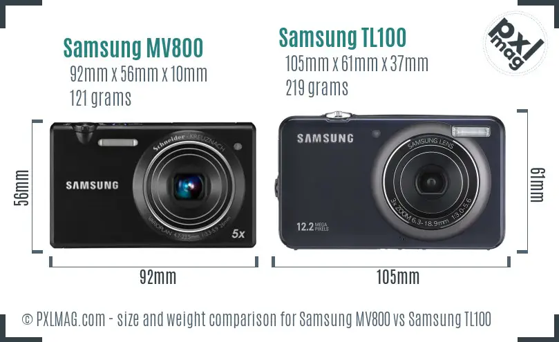 Samsung MV800 vs Samsung TL100 size comparison