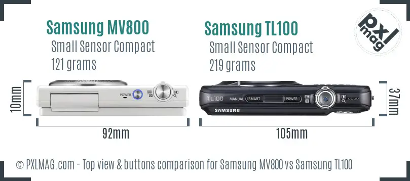 Samsung MV800 vs Samsung TL100 top view buttons comparison