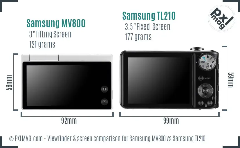 Samsung MV800 vs Samsung TL210 Screen and Viewfinder comparison Samsung MV800 vs Samsung TL210 Screen and Viewfinder comparison