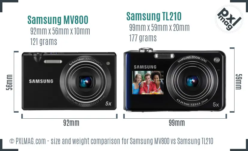 Samsung MV800 vs Samsung TL210 size comparison Samsung MV800 vs Samsung TL210 size comparison
