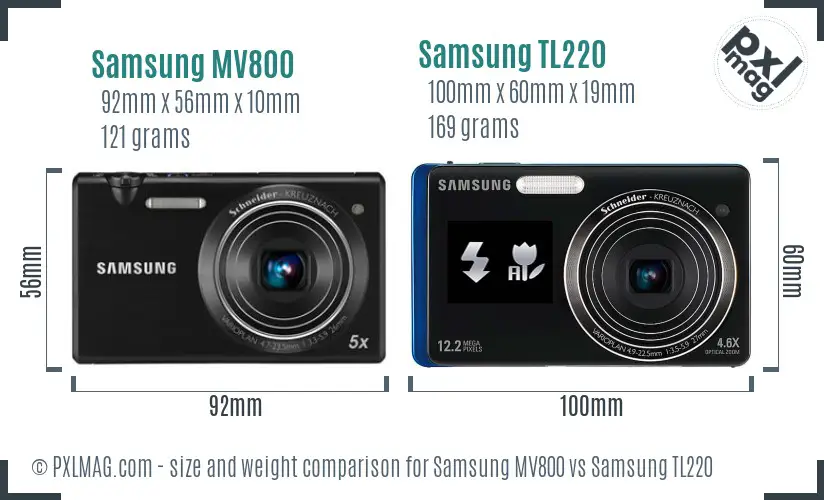 Samsung MV800 vs Samsung TL220 size comparison