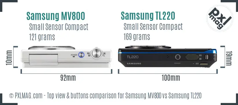 Samsung MV800 vs Samsung TL220 top view buttons comparison
