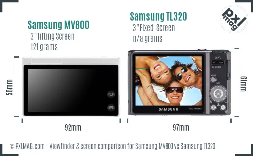 Samsung MV800 vs Samsung TL320 Screen and Viewfinder comparison Samsung MV800 vs Samsung TL320 Screen and Viewfinder comparison