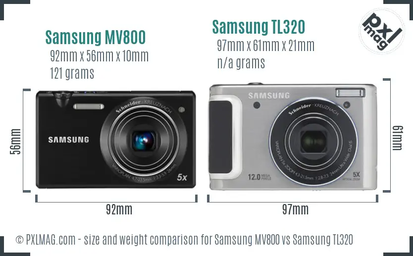 Samsung MV800 vs Samsung TL320 size comparison Samsung MV800 vs Samsung TL320 size comparison