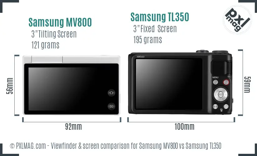 Samsung MV800 vs Samsung TL350 Screen and Viewfinder comparison