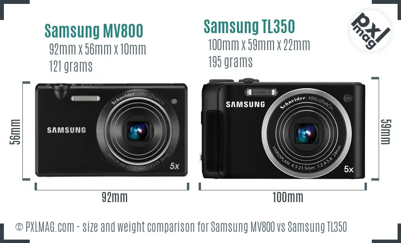 Samsung MV800 vs Samsung TL350 size comparison