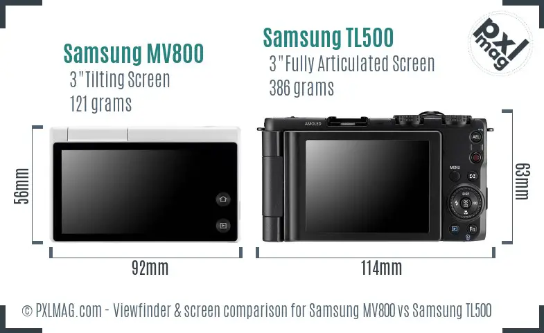 Samsung MV800 vs Samsung TL500 Screen and Viewfinder comparison