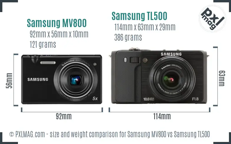 Samsung MV800 vs Samsung TL500 size comparison