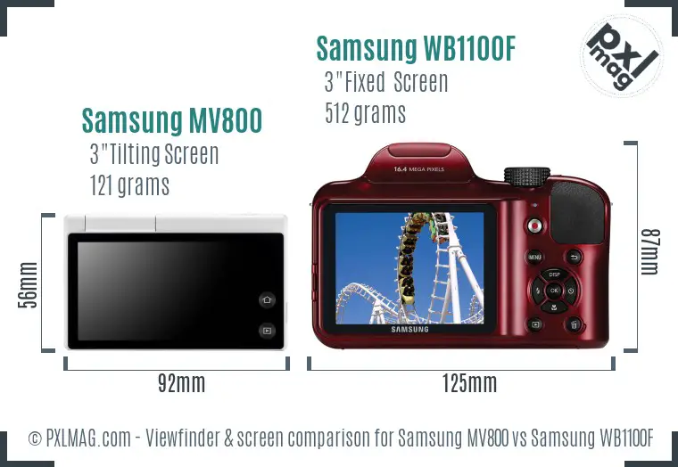 Samsung MV800 vs Samsung WB1100F Screen and Viewfinder comparison