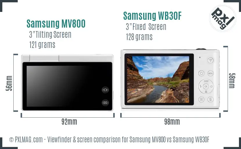 Samsung MV800 vs Samsung WB30F Screen and Viewfinder comparison