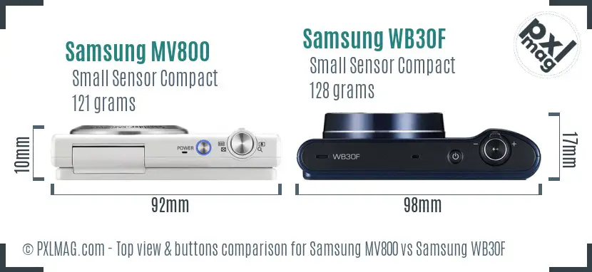 Samsung MV800 vs Samsung WB30F top view buttons comparison