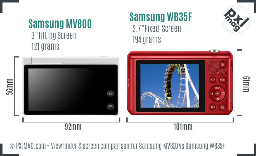 Samsung MV800 vs Samsung WB35F Screen and Viewfinder comparison