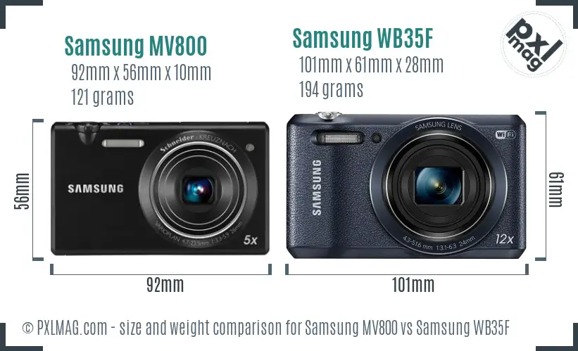 Samsung MV800 vs Samsung WB35F size comparison