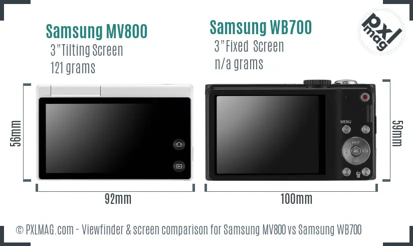 Samsung MV800 vs Samsung WB700 Screen and Viewfinder comparison