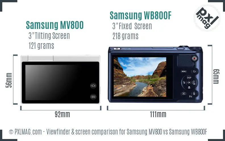 Samsung MV800 vs Samsung WB800F Screen and Viewfinder comparison