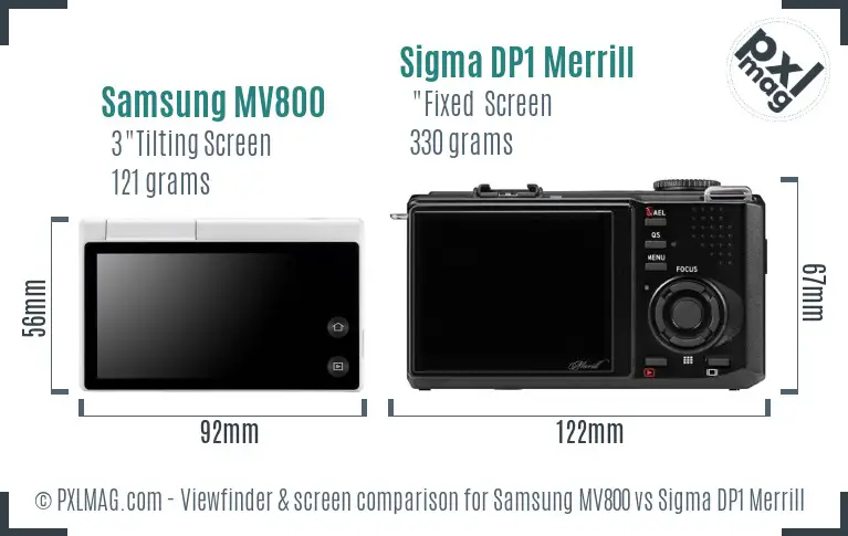 Samsung MV800 vs Sigma DP1 Merrill Screen and Viewfinder comparison