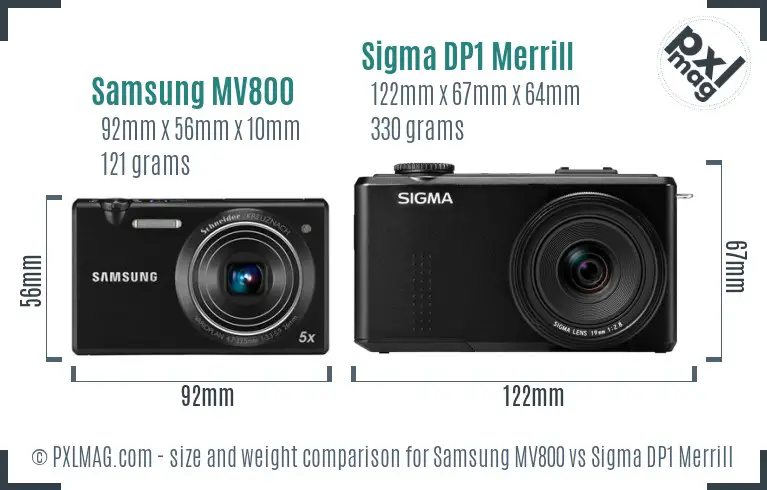 Samsung MV800 vs Sigma DP1 Merrill size comparison