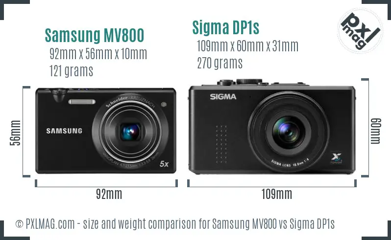 Samsung MV800 vs Sigma DP1s size comparison