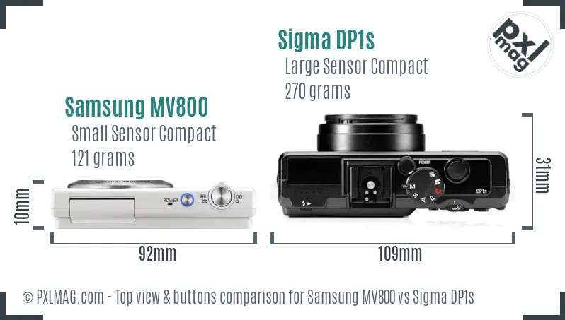 Samsung MV800 vs Sigma DP1s top view buttons comparison