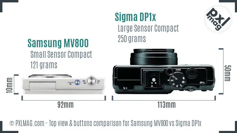 Samsung MV800 vs Sigma DP1x top view buttons comparison