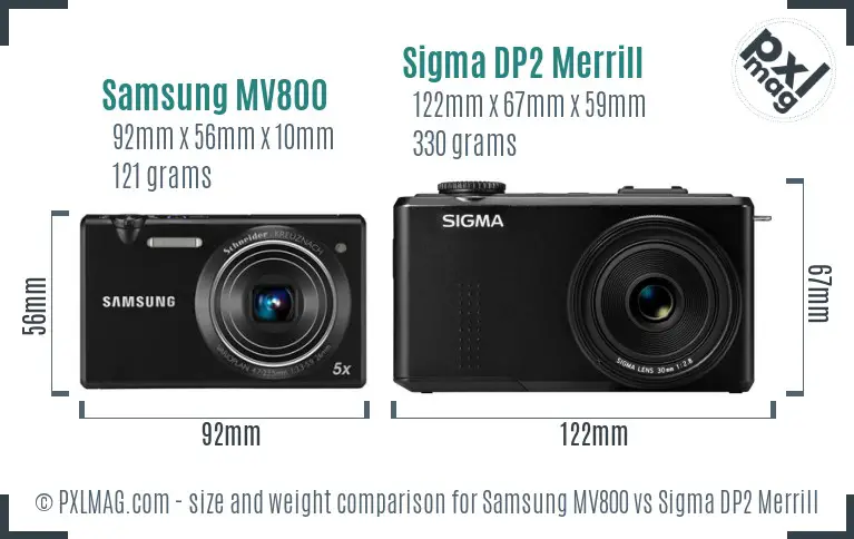 Samsung MV800 vs Sigma DP2 Merrill size comparison