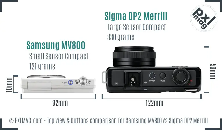 Samsung MV800 vs Sigma DP2 Merrill top view buttons comparison