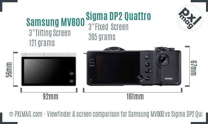 Samsung MV800 vs Sigma DP2 Quattro Screen and Viewfinder comparison