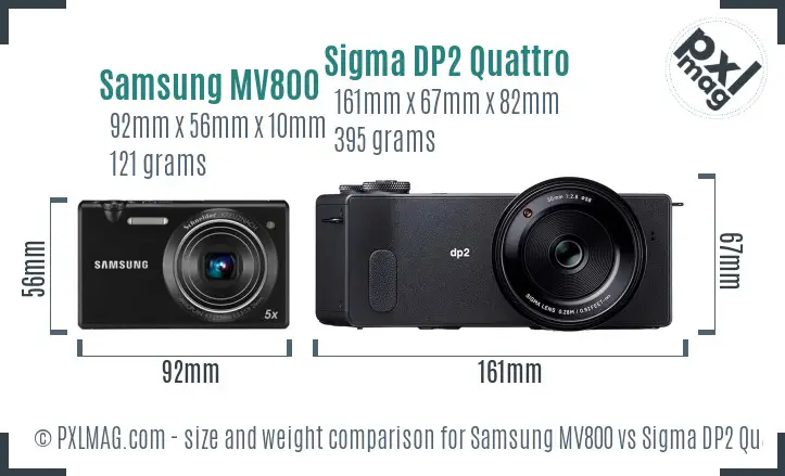 Samsung MV800 vs Sigma DP2 Quattro size comparison