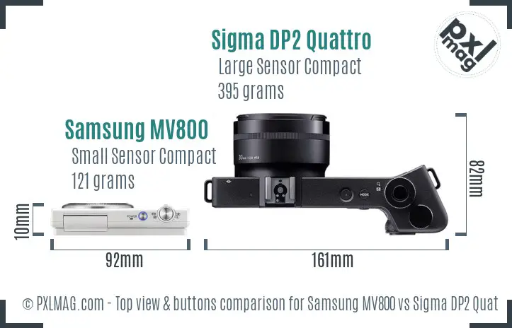 Samsung MV800 vs Sigma DP2 Quattro top view buttons comparison