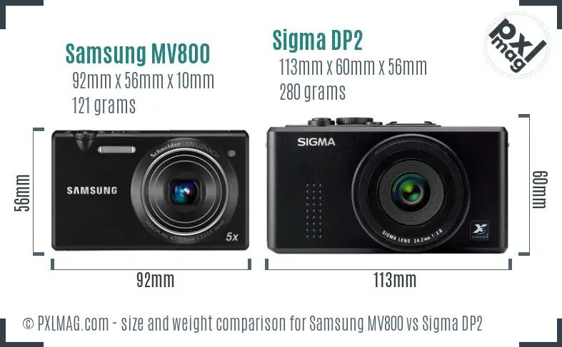 Samsung MV800 vs Sigma DP2 size comparison