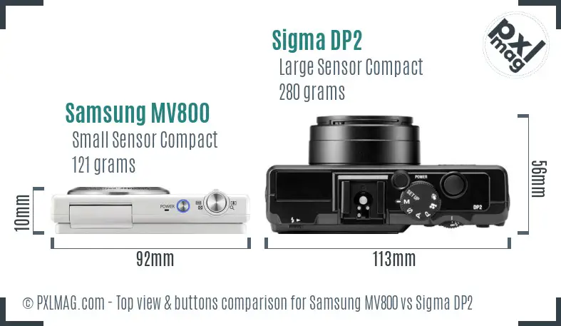 Samsung MV800 vs Sigma DP2 top view buttons comparison