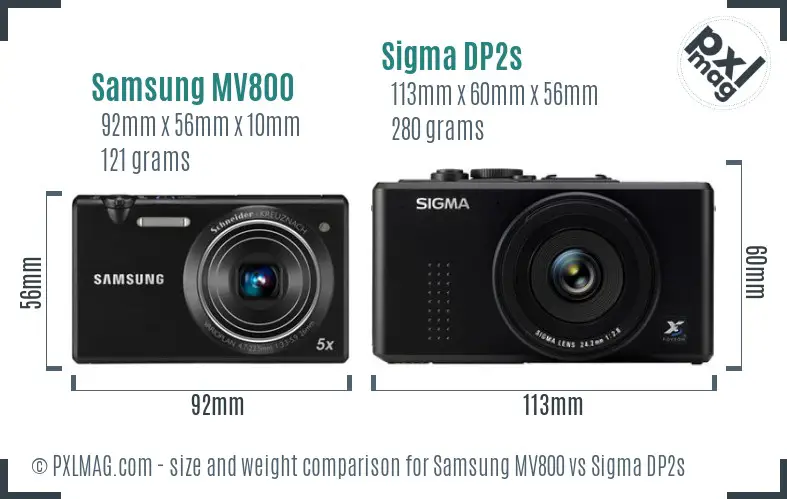 Samsung MV800 vs Sigma DP2s size comparison