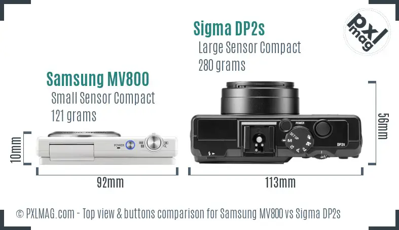 Samsung MV800 vs Sigma DP2s top view buttons comparison