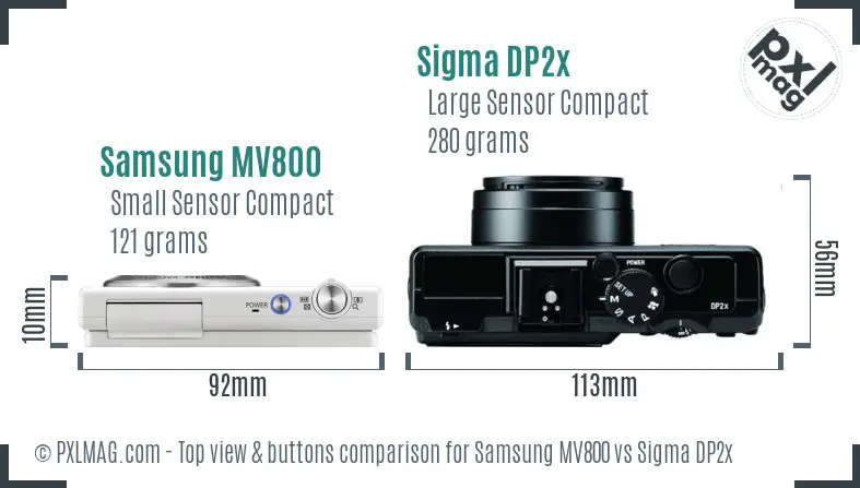 Samsung MV800 vs Sigma DP2x top view buttons comparison