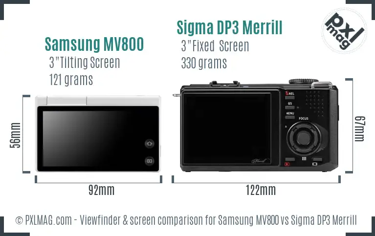 Samsung MV800 vs Sigma DP3 Merrill Screen and Viewfinder comparison