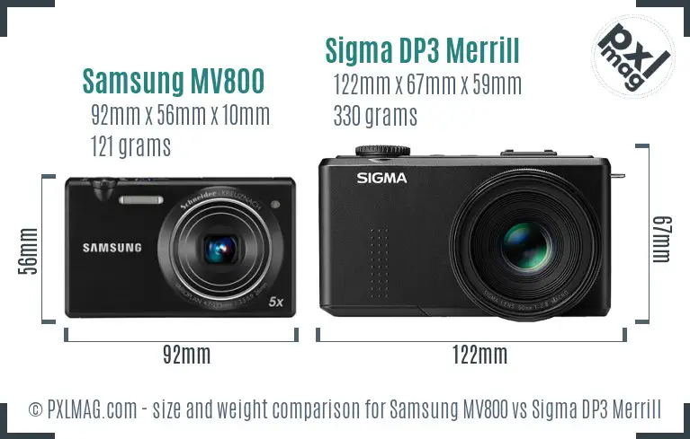 Samsung MV800 vs Sigma DP3 Merrill size comparison