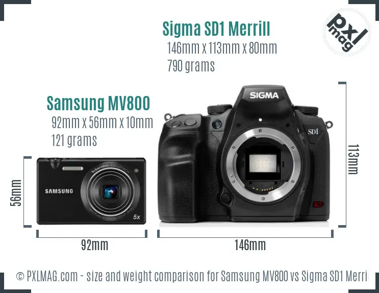 Samsung MV800 vs Sigma SD1 Merrill size comparison
