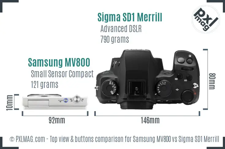 Samsung MV800 vs Sigma SD1 Merrill top view buttons comparison