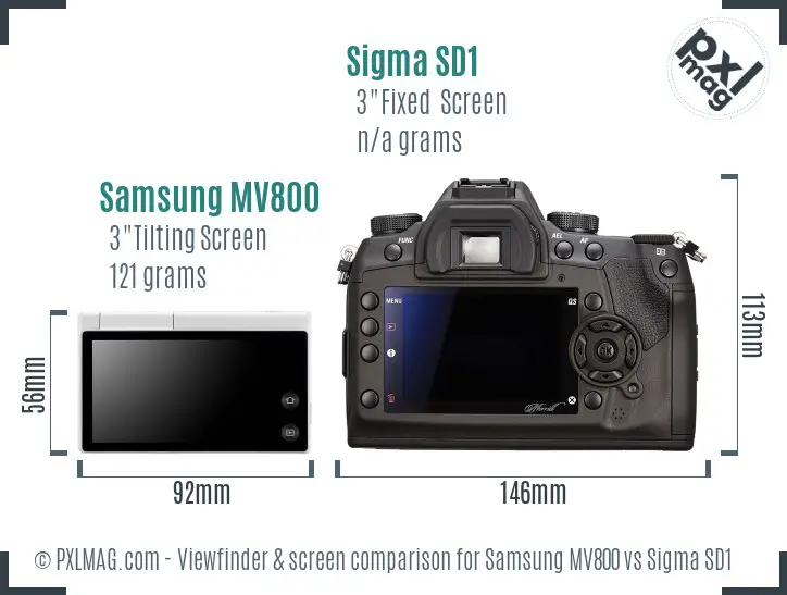 Samsung MV800 vs Sigma SD1 Screen and Viewfinder comparison