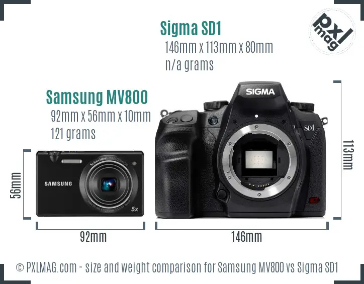 Samsung MV800 vs Sigma SD1 size comparison