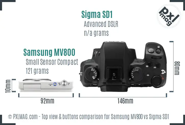 Samsung MV800 vs Sigma SD1 top view buttons comparison