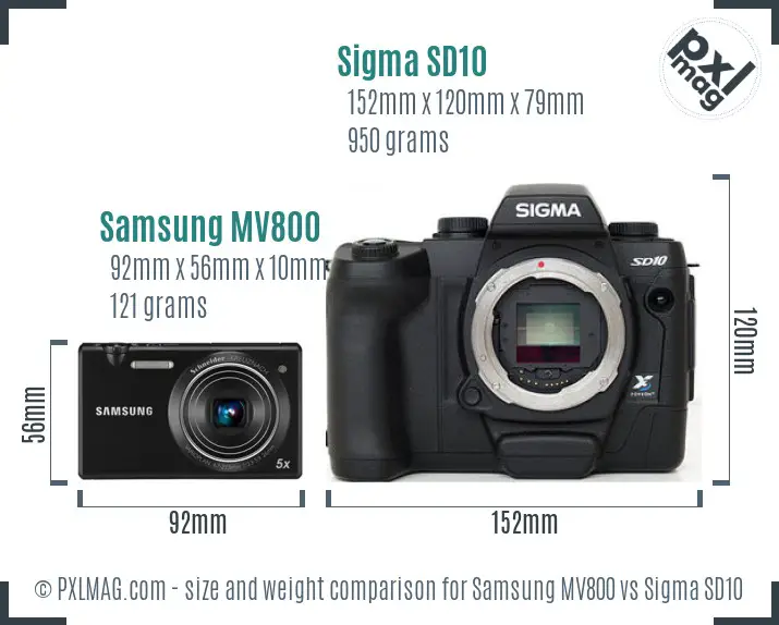 Samsung MV800 vs Sigma SD10 size comparison