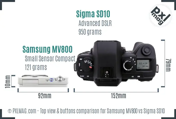 Samsung MV800 vs Sigma SD10 top view buttons comparison